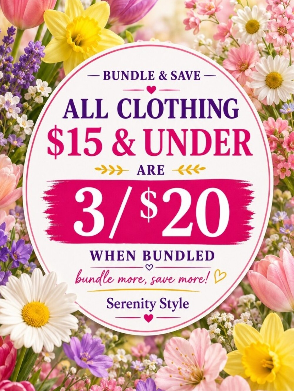 🌸🎁🌸 BUNDLE AND SAVE ALL CLOTHING $15 & UNDER 3/$20